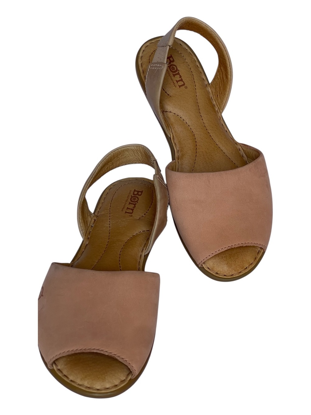 BORN WOMENS  LEATHER PEEP TOE SLINGBACK SANDALS SZ 7 MED EUC